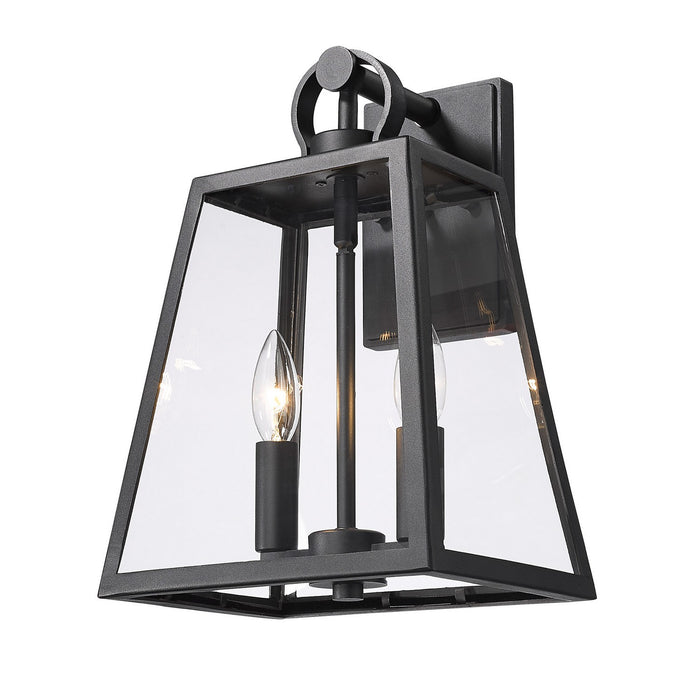 Golden 6082-OWM NB-CLR Two Light Outdoor Wall Sconce, Natural Black