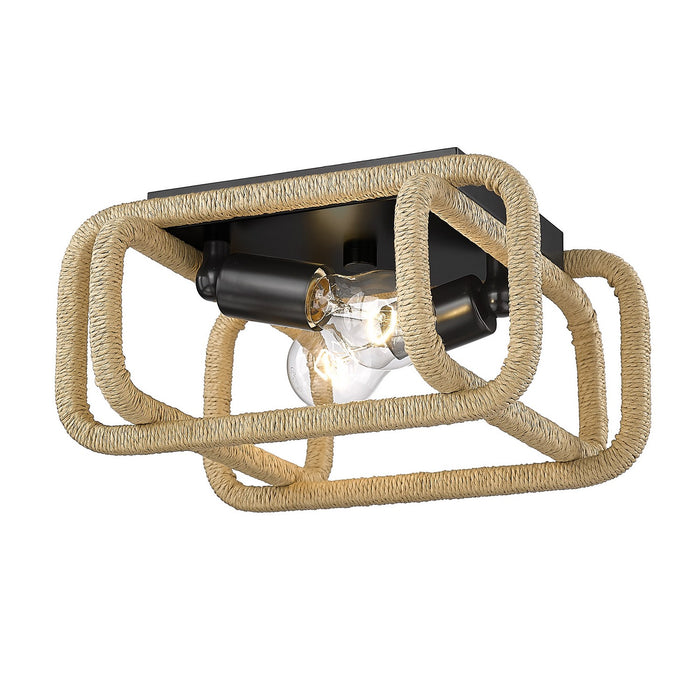 Golden 6085-FM BLK-NR Two Light Flush Mount, Matte Black