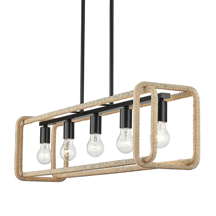 Golden 6085-LP BLK-NR Five Light Linear Pendant, Matte Black
