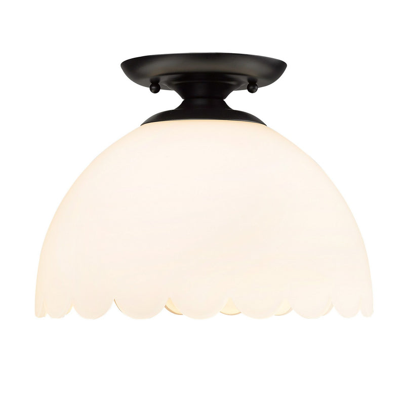 Golden 6954-SF BLK-OP One Light Semi-Flush Mount, Matte Black