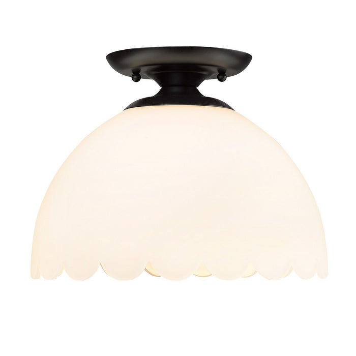 Golden 6954-SF BLK-OP One Light Semi-Flush Mount, Matte Black