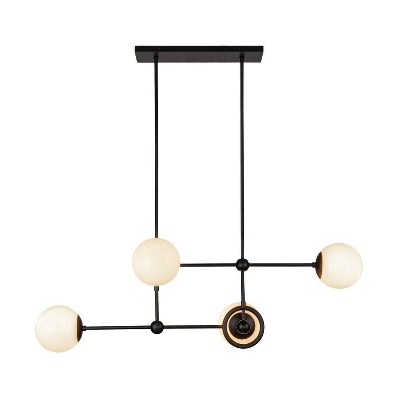 Alora CH407342MBGO Four Light Chandelier, Matte Black/Glossy Opal Glass