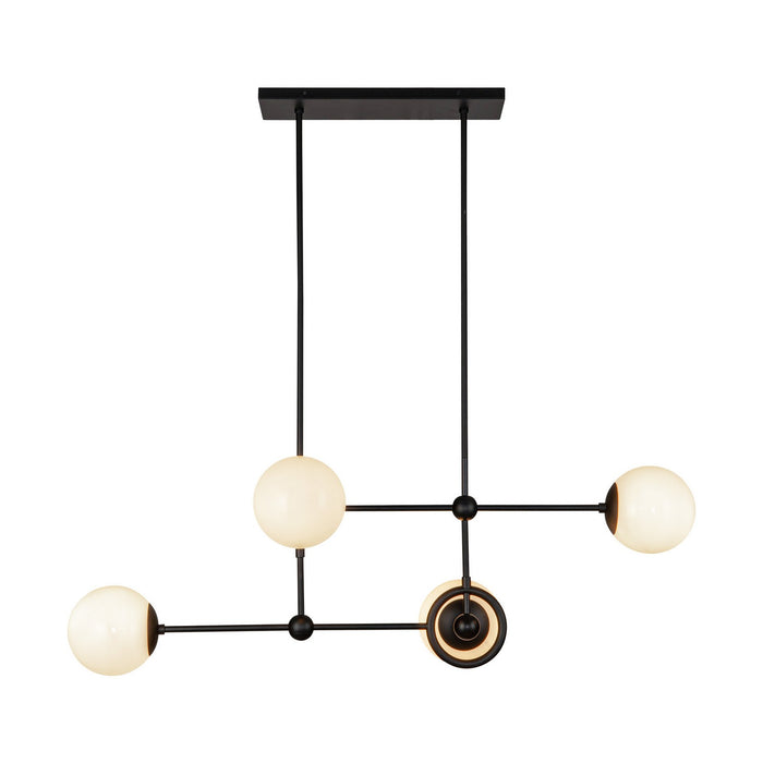 Alora CH407342MBGO Four Light Chandelier, Matte Black/Glossy Opal Glass