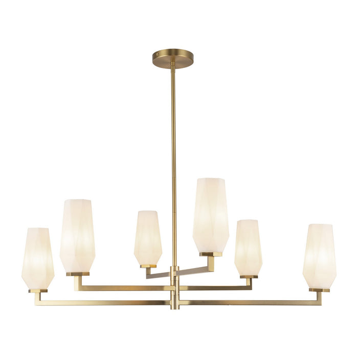 Alora CH424135BGOP Six Light Chandelier, Brushed Gold/Opal Glass