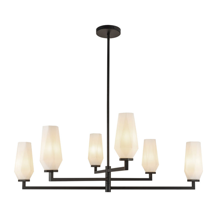 Alora CH424135MBOP Six Light Chandelier, Matte Black/Opal Glass