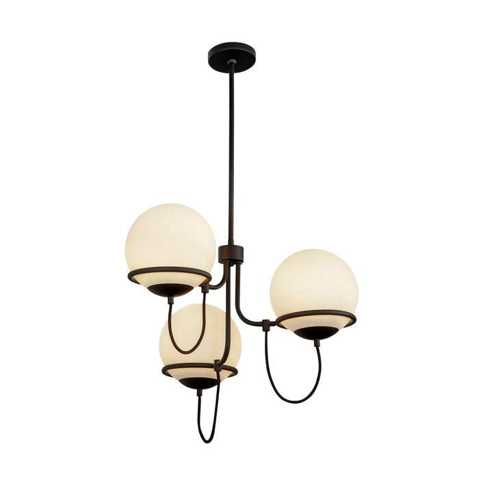 Alora CH458323MBOP Three Light Chandelier, Matte Black/Opal Glass