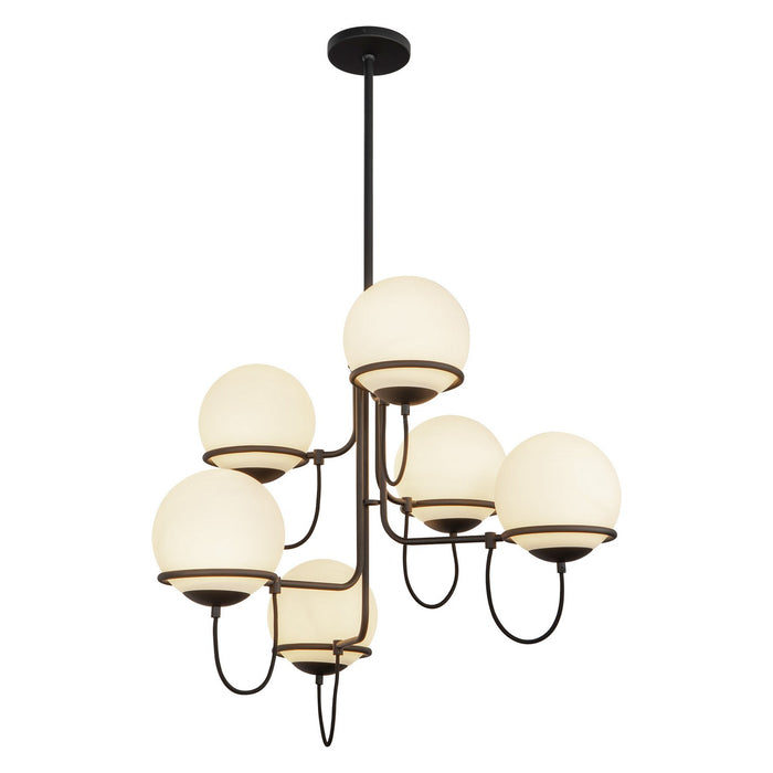Alora CH458632MBOP Six Light Chandelier, Matte Black/Opal Glass