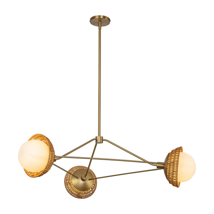 Alora CH490340BGOP Three Light Chandelier, Brushed Gold/Opal Glass