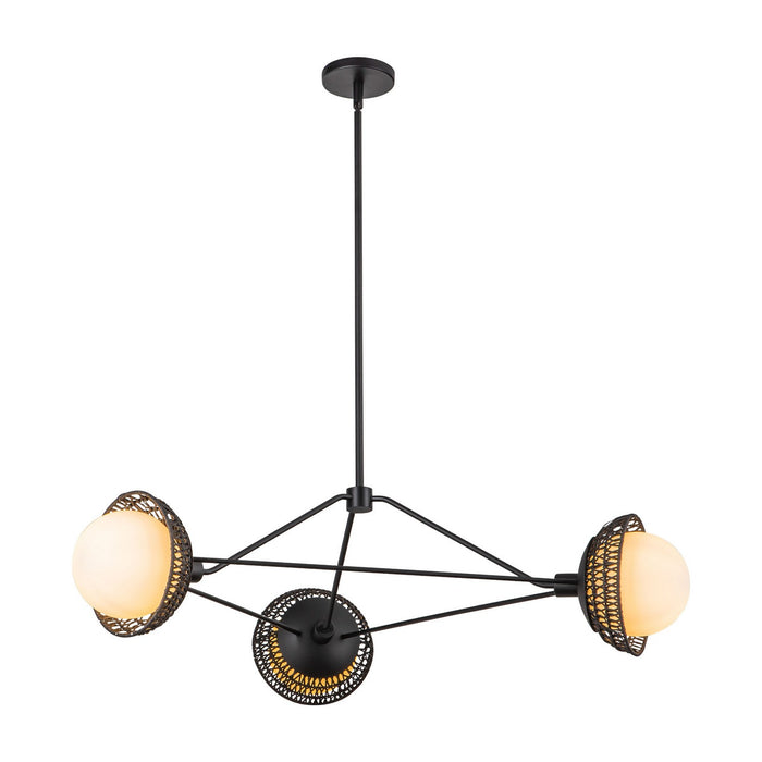 Alora CH490340MBOP Three Light Chandelier, Matte Black/Opal Glass