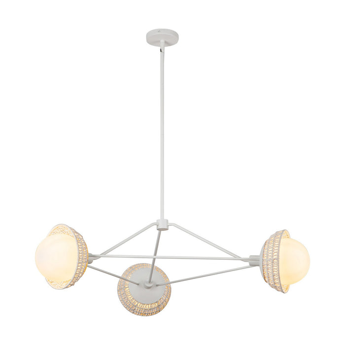 Alora CH490340WHOP Three Light Chandelier, White/Opal Glass