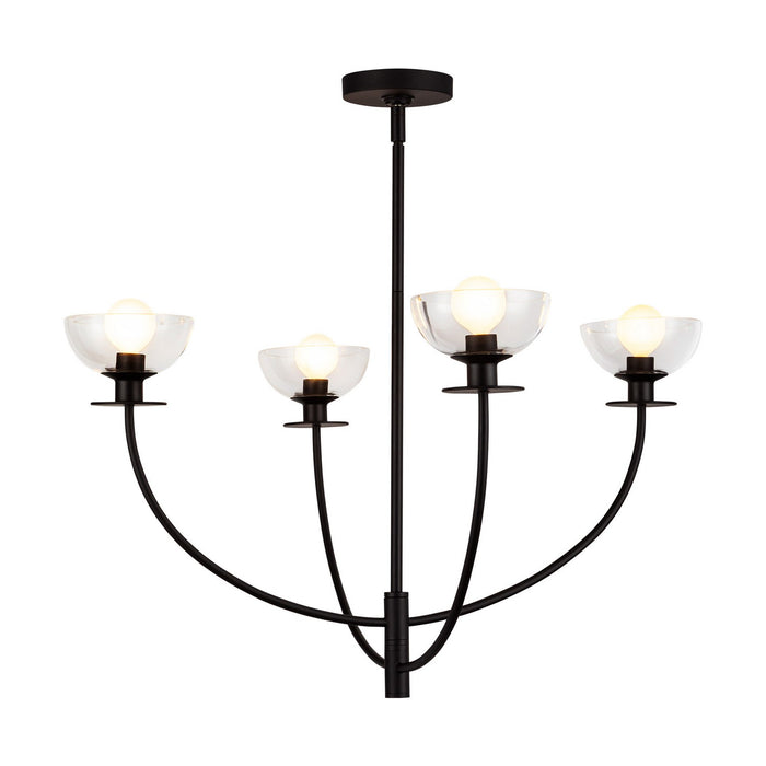 Alora CH515226MBCL Four Light Chandelier, Matte Black/Clear Glass