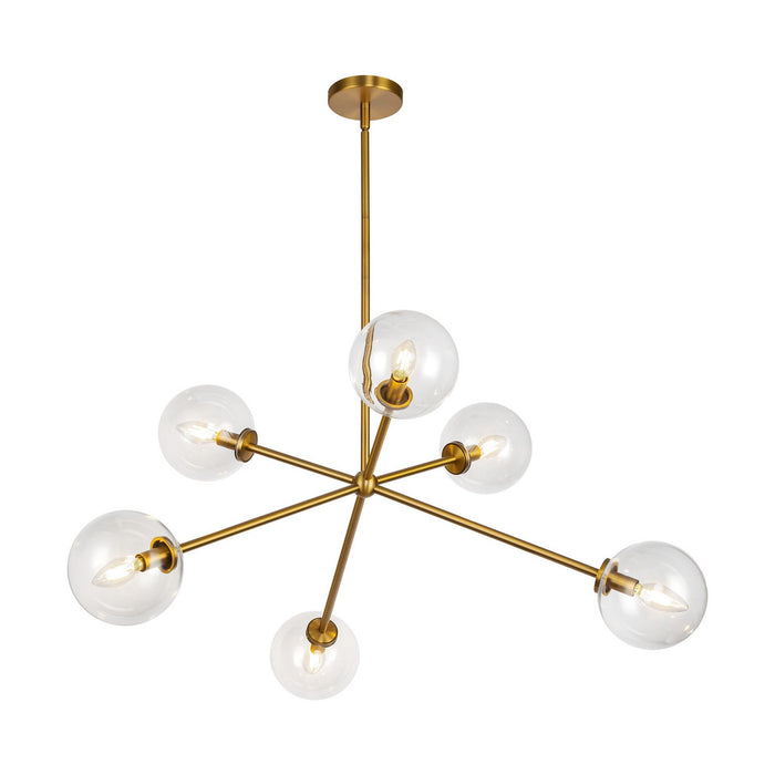 Alora CH549640AGCL Six Light Chandelier, Aged Gold/Clear Glass
