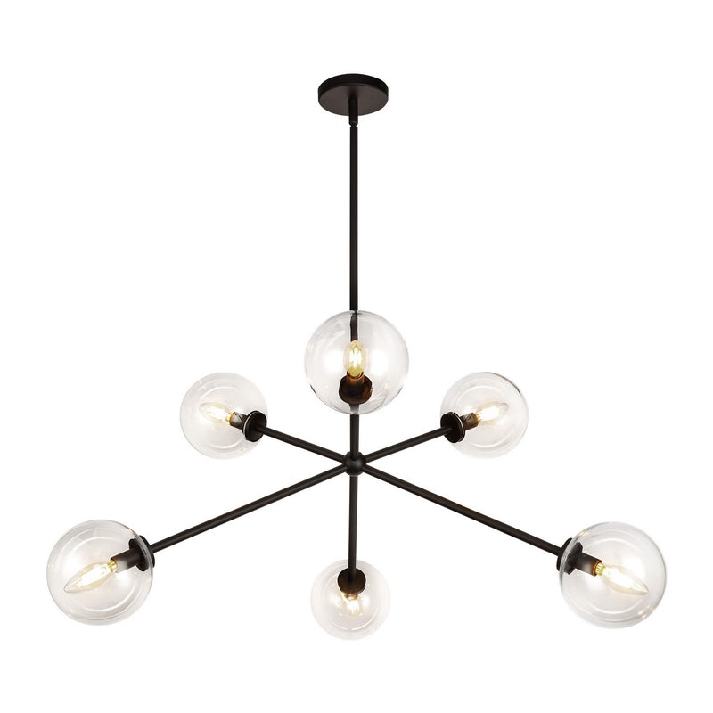 Alora CH549640MBCL Six Light Chandelier, Matte Black/Clear Glass