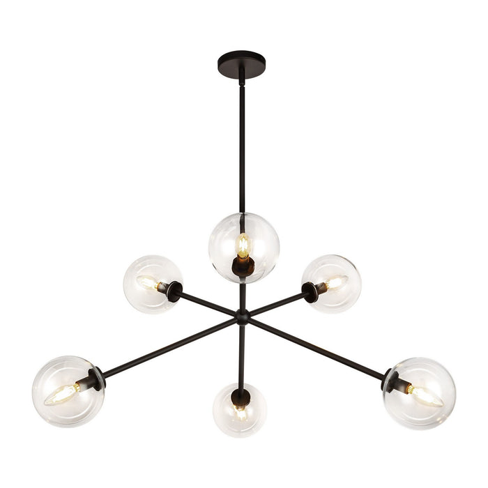 Alora CH549640MBCL Six Light Chandelier, Matte Black/Clear Glass