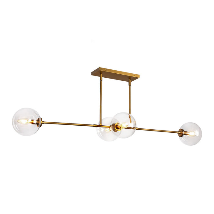 Alora LP549448AGCL Four Light Linear Pendant, Aged Gold/Clear Glass