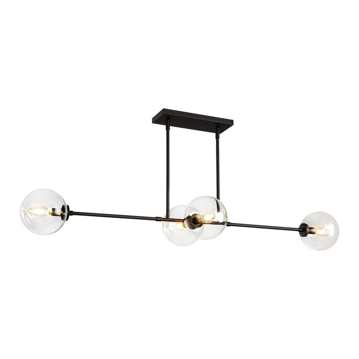 Alora LP549448MBCL Four Light Linear Pendant, Matte Black/Clear Glass