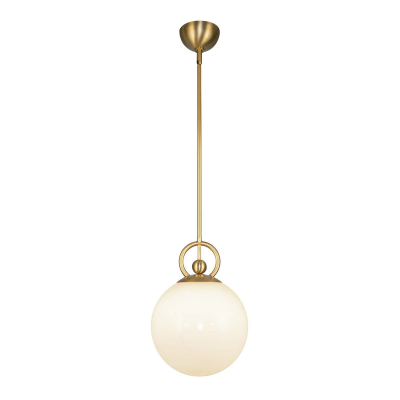 Alora PD407910BGGO One Light Pendant, Brushed Gold/Glossy Opal Glass