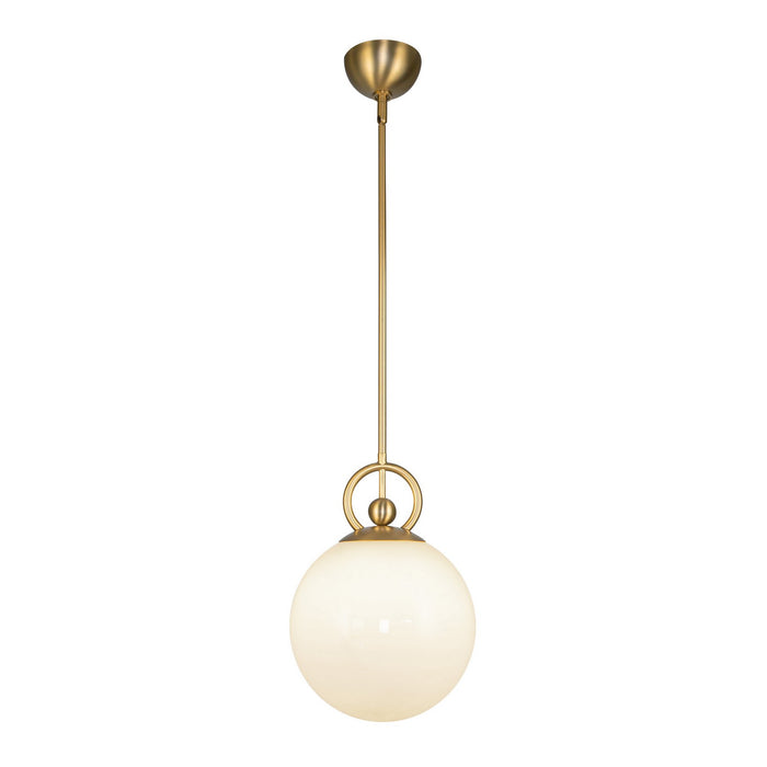 Alora PD407910BGGO One Light Pendant, Brushed Gold/Glossy Opal Glass