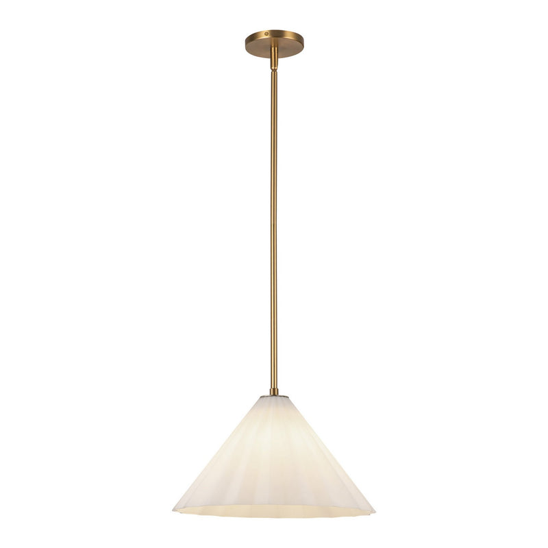 Alora PD451814AGOP One Light Pendant, Aged Gold/Opal Glass