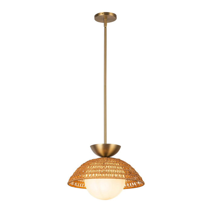 Alora PD490114BGOP One Light Pendant, Brushed Gold/Opal Glass