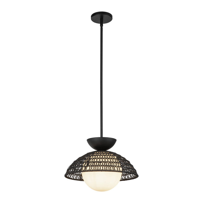Alora PD490114MBOP One Light Pendant, Matte Black/Opal Glass