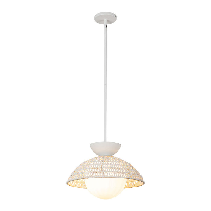 Alora PD490114WHOP One Light Pendant, White/Opal Glass