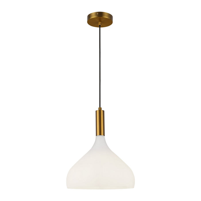 Alora PD532312AGOP One Light Pendant, Aged Gold/Opal Glass