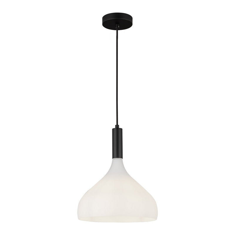Alora PD532312MBOP One Light Pendant, Matte Black/Opal Glass
