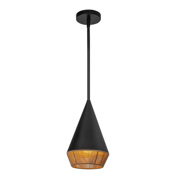 Alora PD633107MBBR One Light Pendant, Matte Black/Brown Cotton Rope