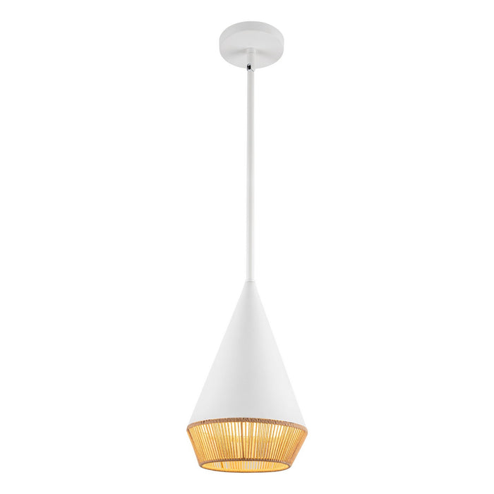 Alora PD633107WHBR One Light Pendant, White/Brown Cotton Rope