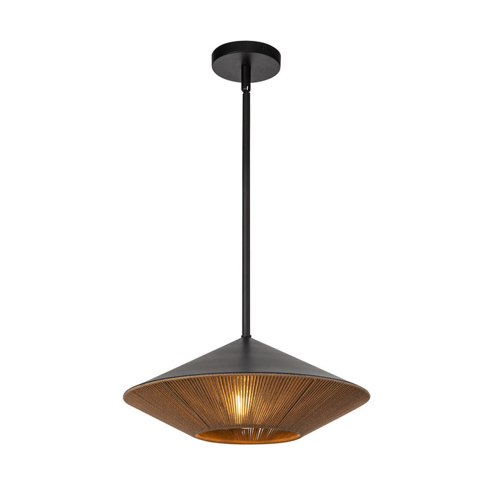 Alora PD633215MBBR One Light Pendant, Matte Black/Brown Cotton Rope