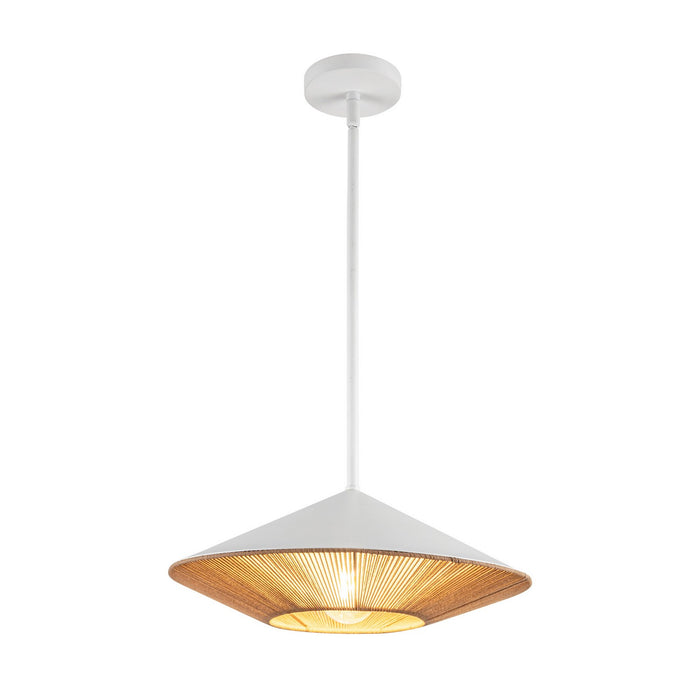 Alora PD633215WHBR One Light Pendant, White/Brown Cotton Rope