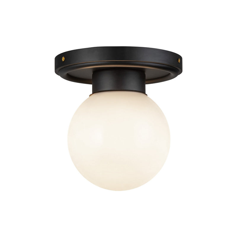 Alora SF407306MBGO One Light Semi-Flush Mount, Matte Black/Glossy Opal Glass