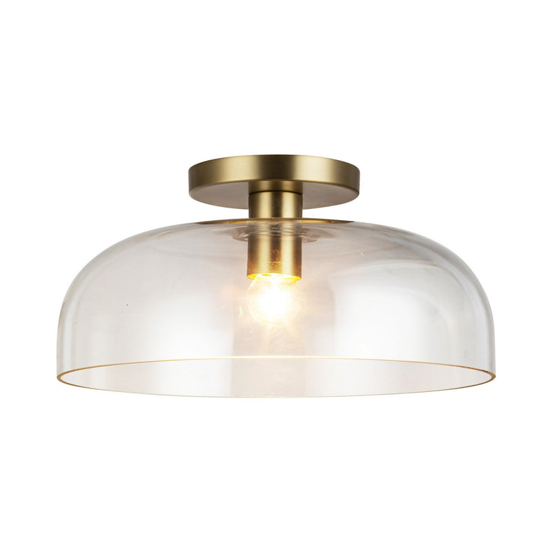 Alora SF515712BGCL One Light Semi-Flush Mount, Brushed Gold/Clear Glass