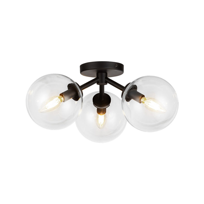 Alora SF549315MBCL Three Light Semi-Flush Mount, Matte Black/Clear Glass