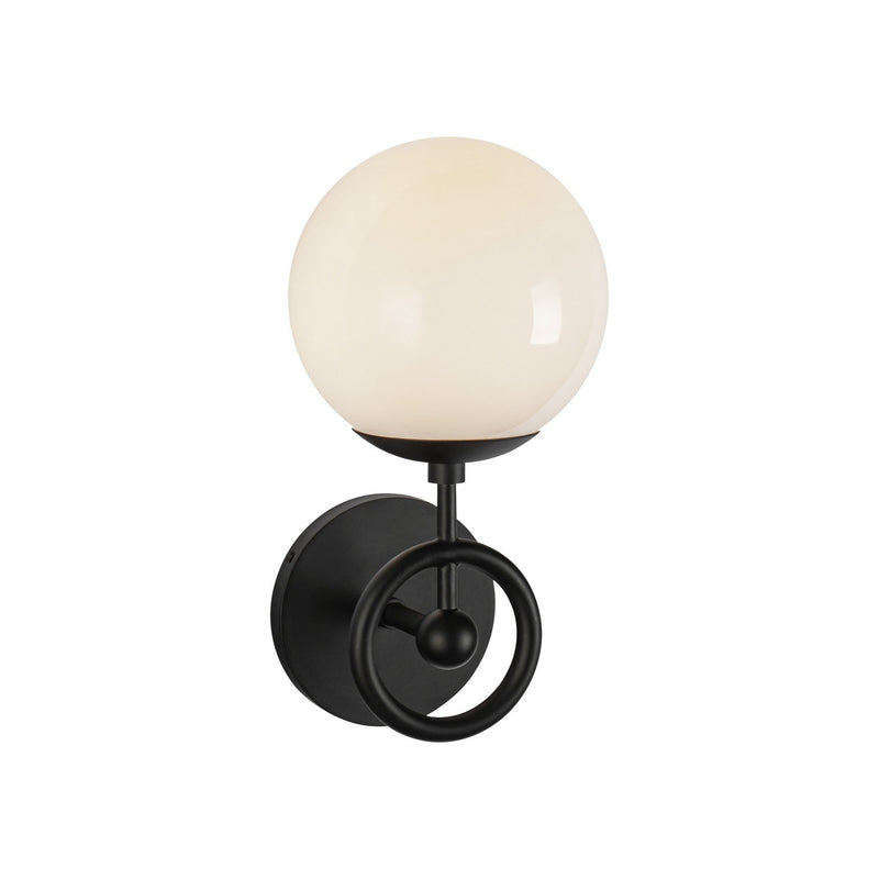Alora WV407306MBGO One Light Wall Vanity, Matte Black/Glossy Opal Glass