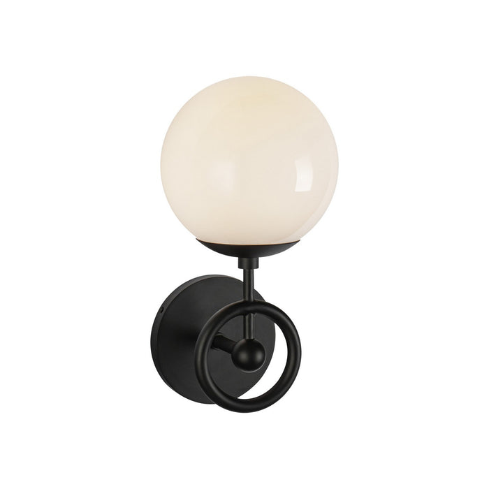 Alora WV407306MBGO One Light Wall Vanity, Matte Black/Glossy Opal Glass