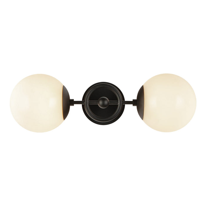 Alora WV407618MBGO Two Light Wall Vanity, Matte Black/Glossy Opal Glass