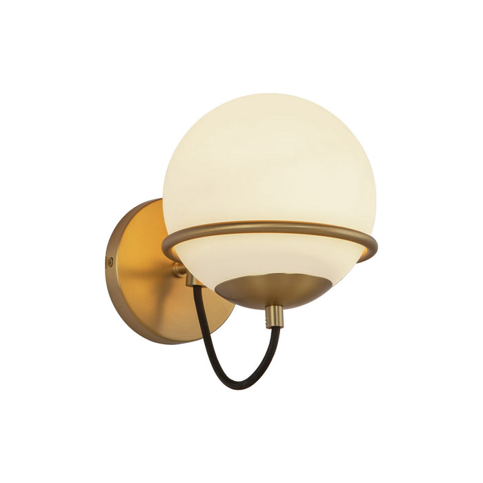 Alora WV458107AGOP One Light Wall Vanity, Aged Gold/Opal Glass