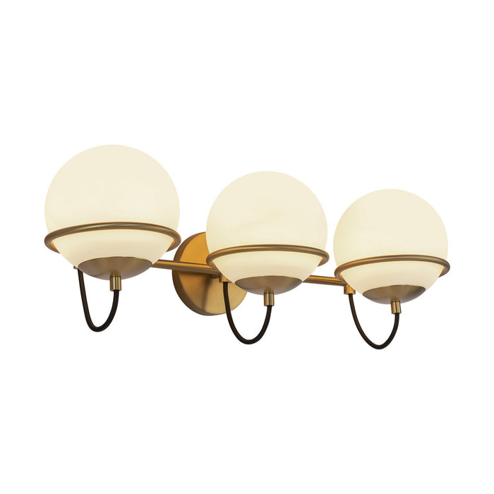 Alora WV458324AGOP Three Light Wall Vanity, Aged Gold/Opal Glass