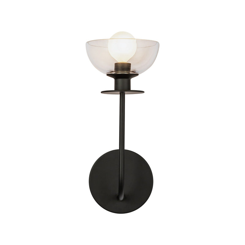 Alora WV515205MBCL One Light Wall Vanity, Matte Black/Clear Glass