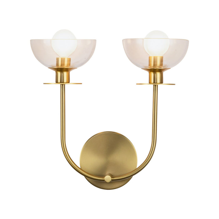 Alora WV515212BGCL Two Light Wall Vanity, Brushed Gold/Clear Glass
