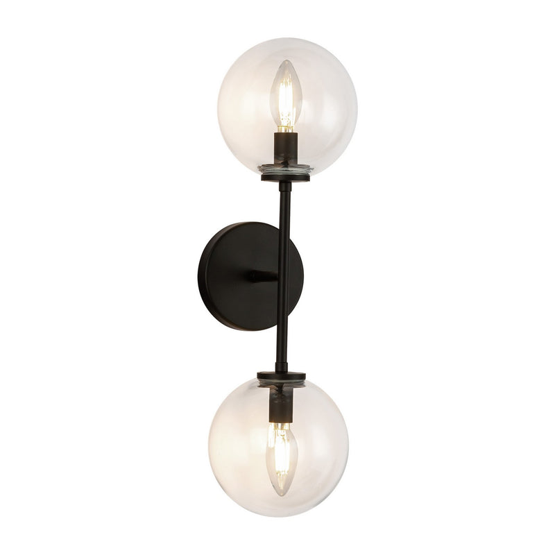 Alora WV549220MBCL Two Light Wall Vanity, Matte Black/Clear Glass
