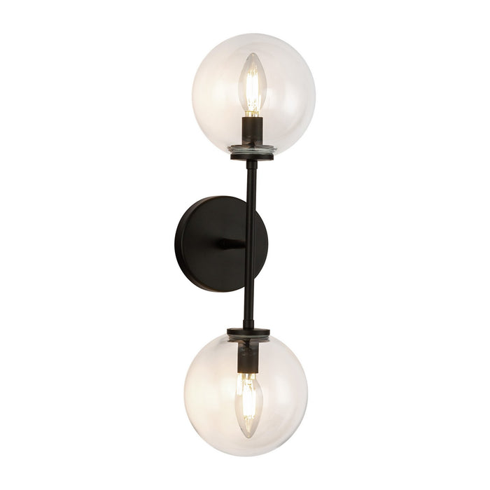 Alora WV549220MBCL Two Light Wall Vanity, Matte Black/Clear Glass