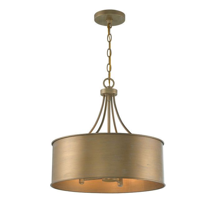 Meridian M7040BG Four Light Pendant, Brushed Gold