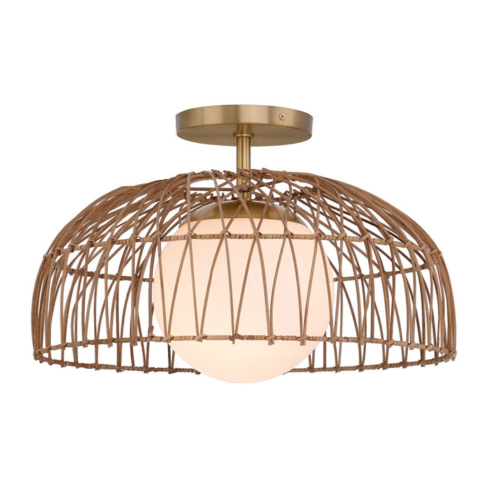 Meridian M7043NB One Light Convertible Pendant or Semi-Flush, Natural Brass