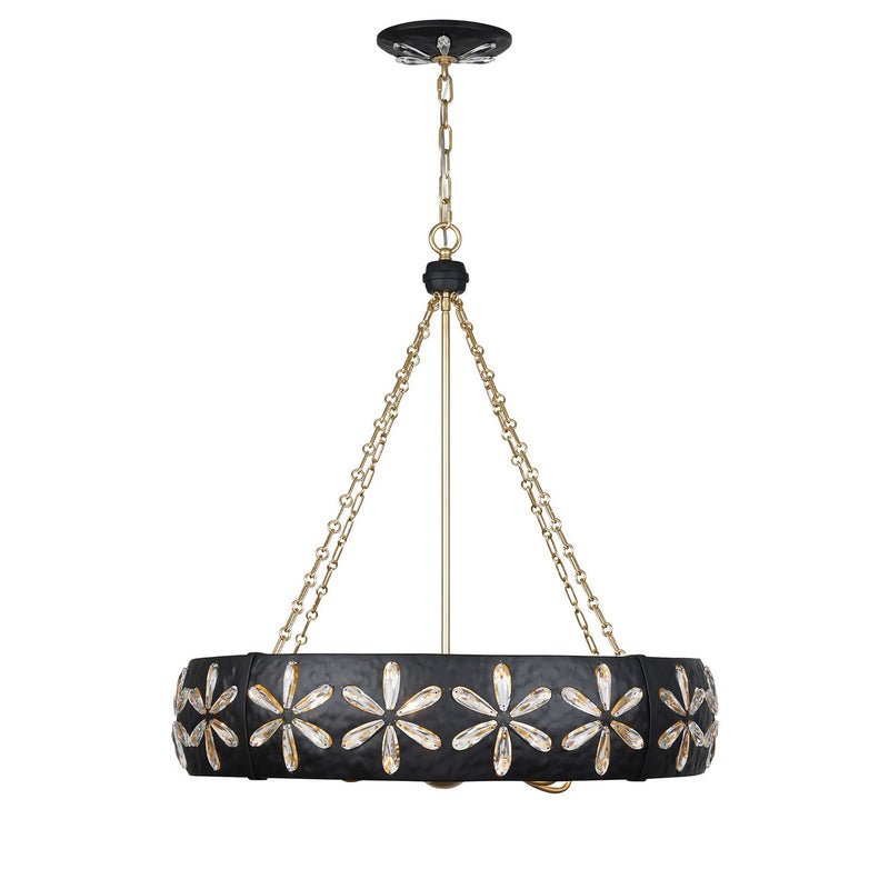 Savoy House 1-2493-6-104 Six Light Chandelier, Metropolis Black and Gold