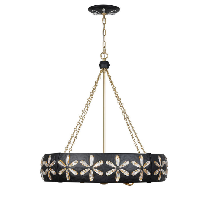 Savoy House 1-2493-6-104 Six Light Chandelier, Metropolis Black and Gold