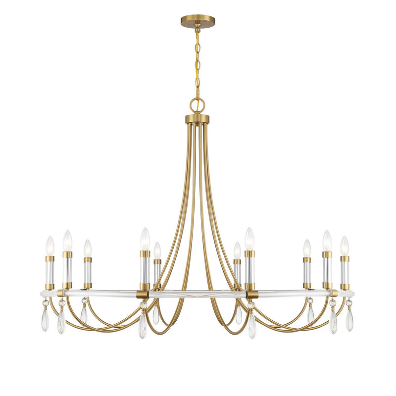 Savoy House 1-7712-10-195 Ten Light Chandelier, Warm Brass and Chrome