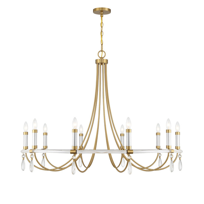 Savoy House 1-7712-10-195 Ten Light Chandelier, Warm Brass and Chrome